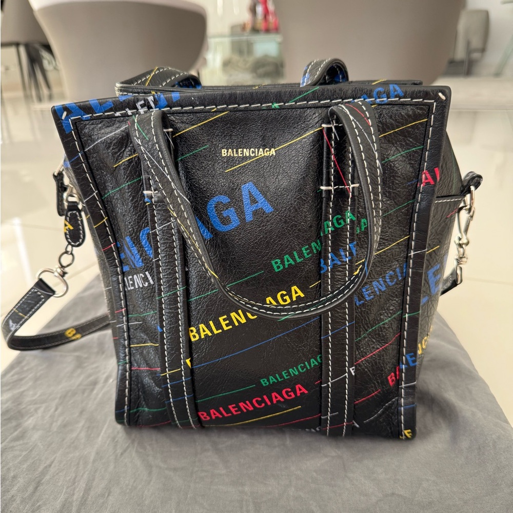 Balenciaga Agneau Arena Logo Multicolor Print XXS Bazar Shopper Tote